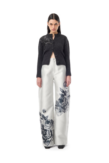 ANTRACITE KNIT CARDIGAN WITH EMBELLISHMENT marques almeida