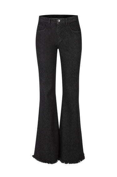 EMBROIDERED BLACK DENIM BOOTCUT JEANS marques almeida