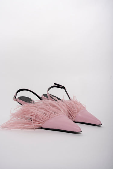 LIGHT PINK FEATHER SLING BACKS marques almeida