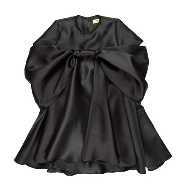 BLACK MIKADO OVERSIZED BOW DRESS makids