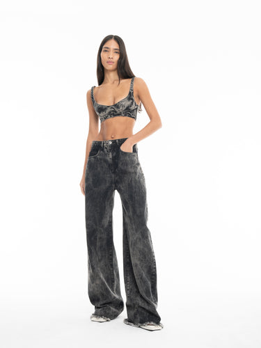 BLACK ACID WASH BOYFRIEND JEANS marques almeida