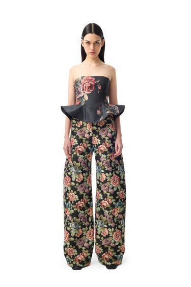 BLACK BROCADE BOYFRIEND STYLE TROUSERS marques almeida