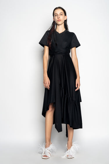 BLACK CROSS WAIST DRAPE T-SHIRT DRESS marques almeida