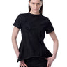 BLACK DENIM CAP SLEEVE PEPLUM TOP marques almeida