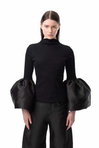 BLACK TURTLENECK PUFF SLEEVE TOP marques almeida