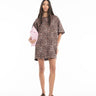 BONDED SATIN T-SHIRT DRESS IN LEOPARD PRINT marques almeida