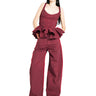 BURGUNDY DRILL CORSET WITH PEPLUM MARQUES ALMEIDA