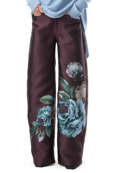 BURGUNDY FLOWER PRINTED BOYFRIEND PANTS marques almeida