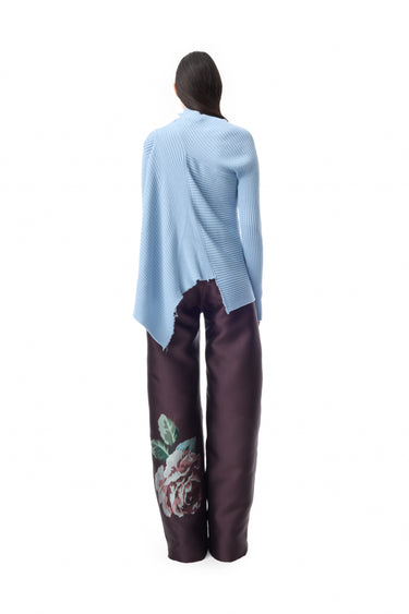 BURGUNDY FLOWER PRINTED BOYFRIEND PANTS marques almeida