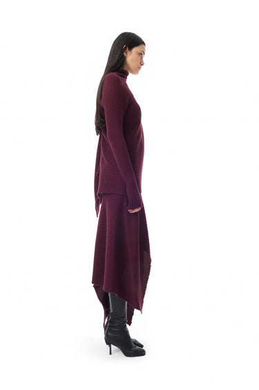 BURGUNDY MERINO DRAPED JUMPER marques almeida