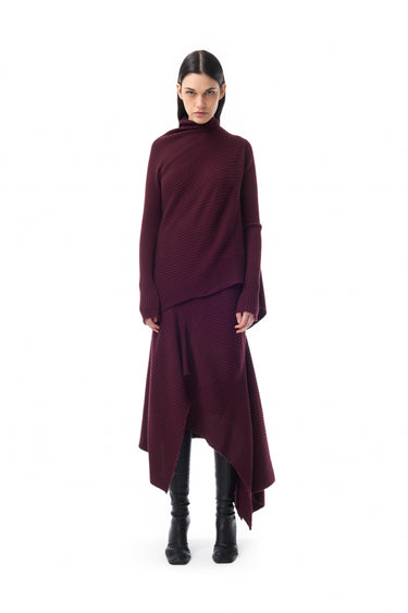 BURGUNDY MERINO KNIT SKIRT marques almeida