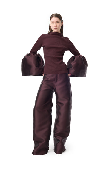 BURGUNDY MIKADO BOYFRIEND STYLE TROUSERS marques almeida