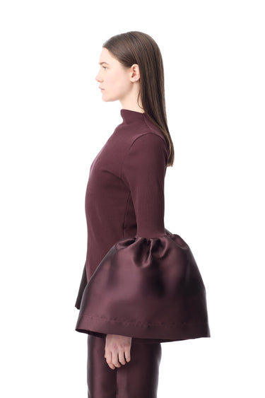 BURGUNDY TURTLENECK PUFF SLEEVE TOP marques almeida