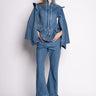 DENIM CAPRI FLARE TROUSERS WITH BELTED HEM marques almeida