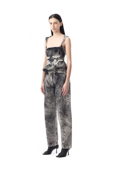 DENIM GREY ACID WASH EMBELLISHED CORSET marques almeida