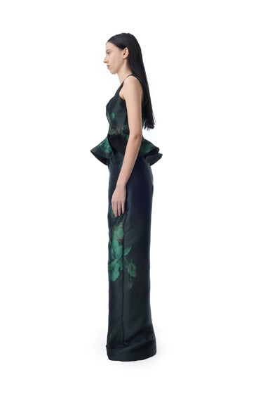 GREEN FLOWER PRINTED BOYFRIEND PANTS marques almeida