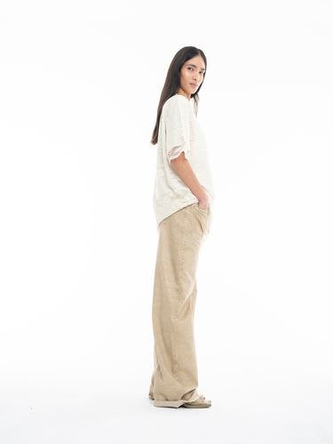 OFF-WHITE RELAXED FIT TSHIRT WITH LACE OVERLAYER marques almeida