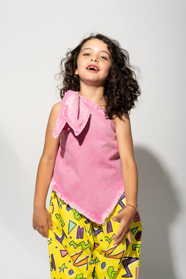 PINK ONE SHOULDER TOP makids
